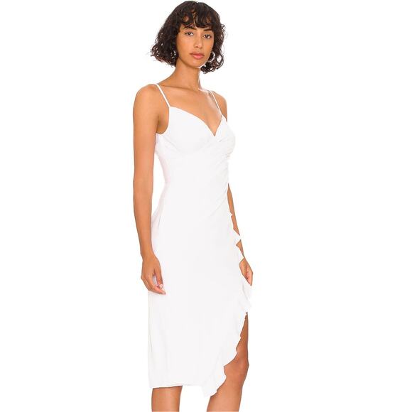 Revolve x More to Come Natasha Ruffle Midi Dress in White NWT Size XS - Picture 2 of 3